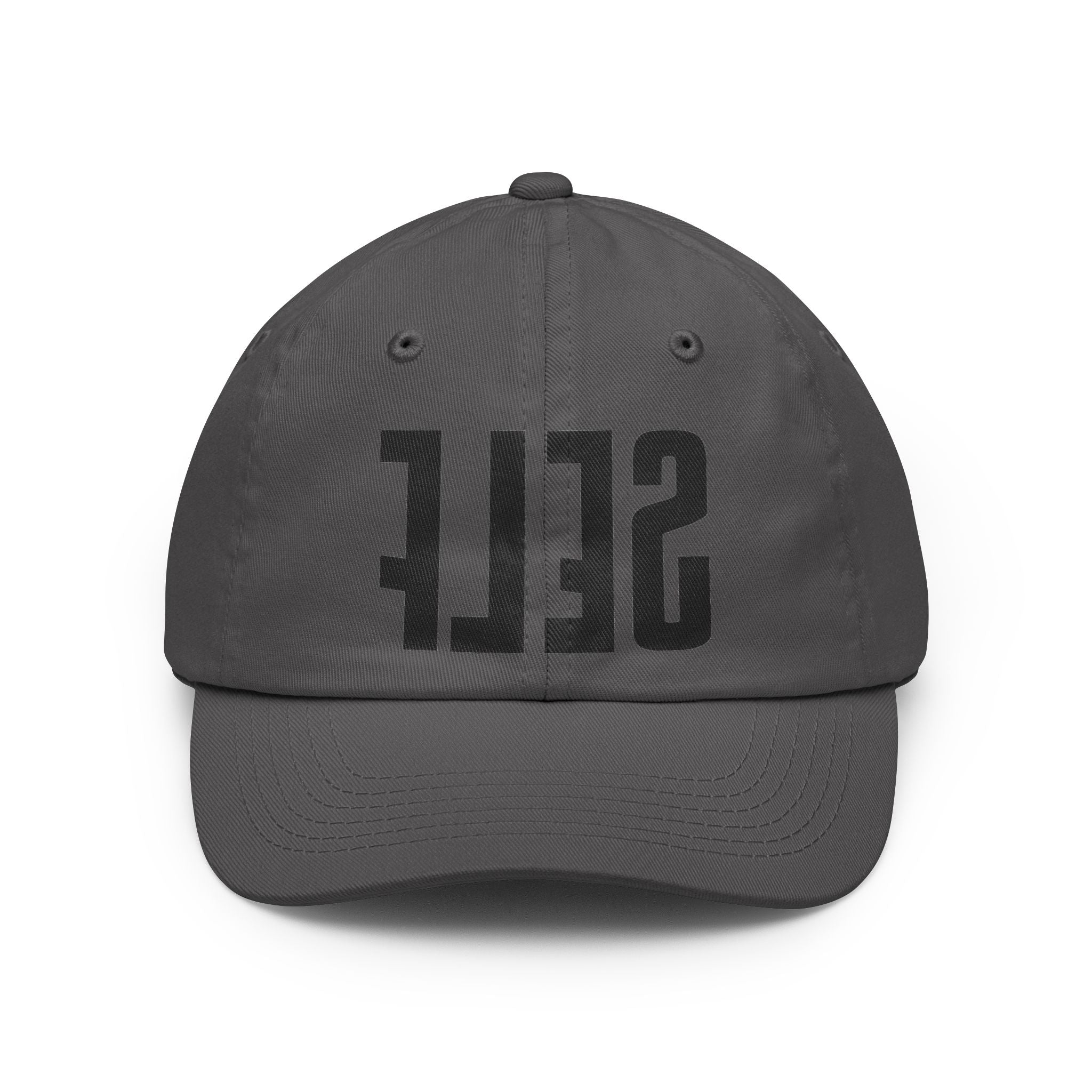 SELF mirrored text Dad Hat | minimalist typographic cap