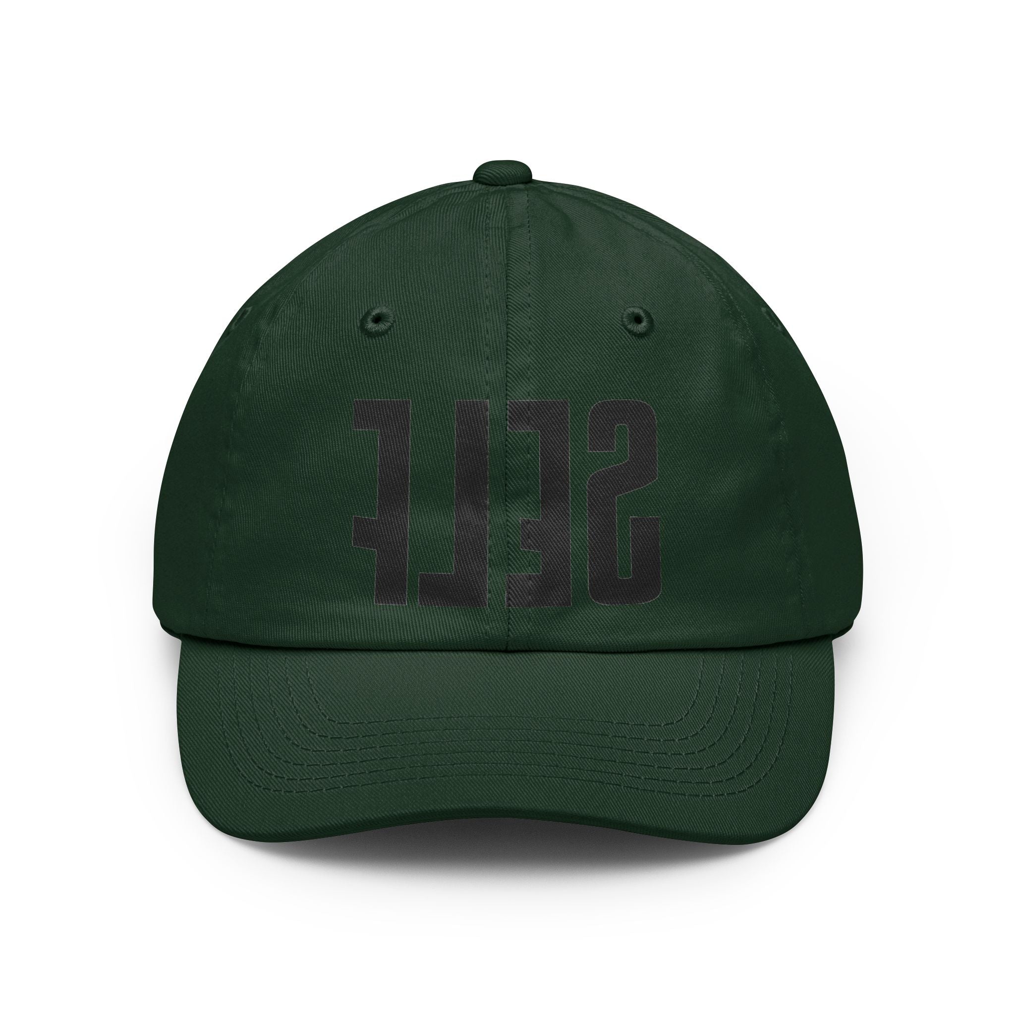 SELF mirrored text Dad Hat | minimalist typographic cap